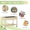 Outsunny - Raised Garden Bed, 47" x 22" x 33", Elevated Wooden Planter Box With Lockable Wheels, Storage Shelf, And Bed Liner For Backyard, Patio - Natural - Image 3