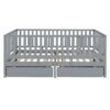 Full Size Daybed With Fence Guardrails And 2 Drawers - Gray - Image 2