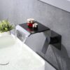 Modern Wall Mount Bathtub Faucet With Waterfall Tub Spout And Single Handle Stainless Steel - Matte Black - Image 4