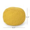 Bordeaux - Knitted Cotton Round Pouf, Versatile Ottoman Or Floor Cushion - Yellow - Image 3