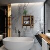 Elegant Bamboo Wall Mounted Bathroom Cabinet With Storage For Toiletries And Towels - Neutral - Image 4