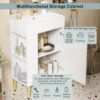 Hearth & Haven Amelia - Bathroom Vanity With Storage Cabinet, Single Ceramic Sink And Left Side Storage - White - Image 5