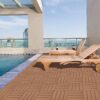 Plastic Interlocking Deck Tiles, Patio Flooring Outdoor Waterproof All Weather Use For Garden Poolside Front / Back Yard (Set of 44) - Burlywood - Image 5