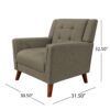 Upholstered Armchair With Button Tufting And Tapered Legs - Mocha - Image 3