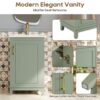 Modern Small Bathroom Vanity Cabinet With Ceramic Basin, Ample Storage, 1 Soft Close Door - Green - Image 5