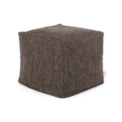 Naima - Contemporary Fabric Square Pouf Ottoman Floor Cushion - Dark Brown
