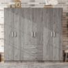 6 Doors Wardrobe Storage For Bedroom, With Big Drawers - Gray - Image 12