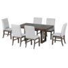 Topmax - 7 Piece Traditional Extendable Dining Table Set With Butterfly Leaf And 6 Upholstered Dining Table Set - Brown - Image 8
