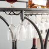 2 Tier Bar Cart, Slide Bar Serving Cart, Retro Style Wine Cart For Kitchen, Beverage Cart With Wine Rack And Glass Holder, Rolling Drink Trolley For Living Room, Dining Room - Black - Image 7