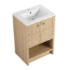Modern 24" Freestanding Bathroom Vanity With Ceramic Sink And Soft Closing Doors - Oak - Image 14