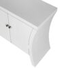 Refined Industrial 4 Door Credenza With Wooden Arc Legs & Bronze Clasps, Advanced Storage Design - White - Image 6
