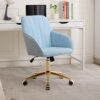 Adjustable Office Chair, Ergonomic Swivel Chair With Golden Base, Comfortable For Long Sitting - Baby Blue - Image 9