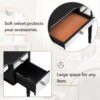 Dressing Table Set With Mirrored Drawers And Stool, Tri-Fold Mirror, Makeup Vanity Set For Bedroom - Black - Image 6
