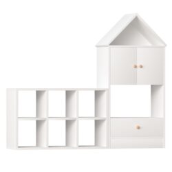 Versatile Kids Bookshelf With House-Shaped Design Multifunctional Storage, Durable - White