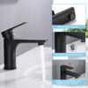 Modern Bathroom Sink Faucet Single Handle Brass Countertop Mount - Matte Black - Image 6