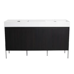 Deluxe 60" Freestanding Bathroom Vanity With Resin Double Sink - Dark Oak