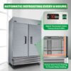54" Commercial Freezer 49 Cu.Ft With 2 Solid Door Reach-In Freezers Stainless Steel Etl Approved Upright Freeze Storage - Silver - Image 5
