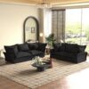Modern Comfy Upholstered Sofa Cloud Couch, Deep Seat Couches With Multiple Large Soft Pillows, Convertible Deep Seat Chaise Longue For Living Room - Black - Image 8