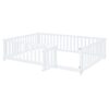 Full Size Daybed With Fence Guardrails And 2 Drawers, Convertible Floor Bed & Daybed - White - Image 11