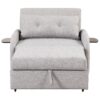 3 In 1 Pull Out Sofa Sleeper With Wing Table And USB Charge - Gray - Image 10