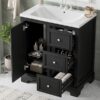 Bathroom Vanity Cabinet With Ceramic Basin, 3 Drawers And Adjustable Shelves - Black - Image 26