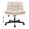 Large Size Swivel Home Office Desk Chair Armless Office Room Chair - Beige - Image 12