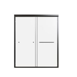 Semi-Frameless Double Sliding Shower Door, Bypass Shower Door, 1 / 4" (6Mm) Thick SGCC Tempered Glass Door - Black