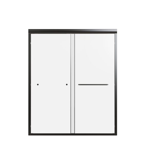 Semi-Frameless Double Sliding Shower Door, Bypass Shower Door, 1 / 4" (6Mm) Thick SGCC Tempered Glass Door - Black