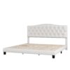 King Upholstered Platform Bed With Saddle Curved Headboard And Diamond Tufted Details - Beige - Image 7