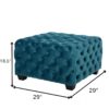 Unwind Upholstered Square Ottoman With Button Tufted Diamond Stitch - Teal - Image 3