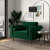Amber - Velvet Lounge Chair - Brown / Dark Green - Image 7