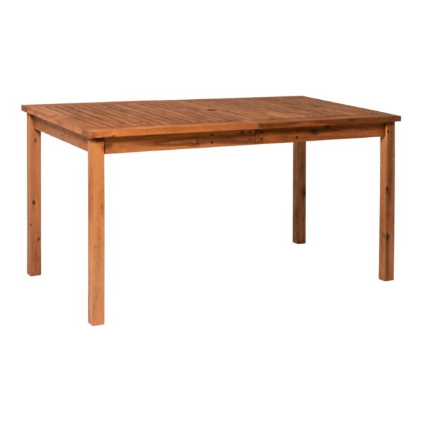 Contemporary Slat Top Outdoor Dining Table - Brown