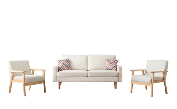 Bahamas - Sofa And 2 Chairs With 2 Throw Pillows - Beige