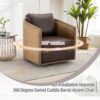 Swivel Barrel Chair, Comfy Round Accent Sofa Chair For Living Room, 360 Degree Swivel - Brown - Image 6