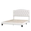 Queen Upholstered Platform Bed With Saddle Curved Headboard And Diamond Tufted Details - Beige - Image 5