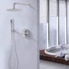 Elegant 10" Round Rain Shower Head And Handheld Set With Adjustable Tilt And Dual Modes - Brushed Nickel Silver - Image 2