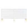 Modern Wood Sideboard Cabinet With Carved Door Panels, Adjustable Shelves, And Sturdy Metal Legs - White - Image 15