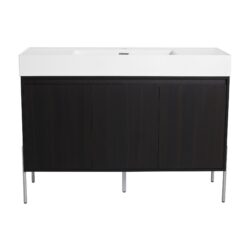 Freestanding Bathroom Vanity With Resin Sink And Storage Cabinet - Dark Oak