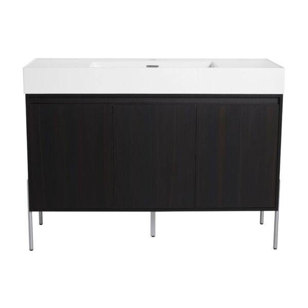 Freestanding Bathroom Vanity With Resin Sink And Storage Cabinet - Dark Oak