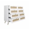 8 Drawers Chest Of Drawers With Rattan Drawer Face Golden Legs And Handles - White - Image 6