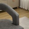 Wide Modern Barrel Open Back Upholstered Accent Chair With Weathered Solid Wood Legs Dining Chairs For Dining Room, Club, Kitchen And Living Room - Gray - Image 9