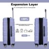 Luggage Set Of 5 Pieces, Expandable Hard Pc Luggage Set With Tsa Lock For Rotating Wheels, Lightweight Rolling Luggage - Light Purple - Image 6