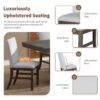 Topmax - 7 Piece Traditional Extendable Dining Table Set With Butterfly Leaf And 6 Upholstered Dining Table Set - Brown - Image 5