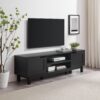 Modern 2 Door Open Storage TV Stand For TVs Up To 65" - Solid Black - Image 3