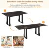 Modern 6 Piece Extendable Dining Table Set With 4 Wicker Back Upholstered Dining Chairs And Long Bench, 2 Removable Leaf - Espresso - Image 5