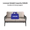 2 Piece Outdoor Patio Furniture, Modern Loveseat Sofa Conversation / Chat Set, Sunbrella Cushions And Oval Coffee Table - Ember Black - Image 9