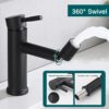 2 Mode Bathroom Faucet With 360 Degree Rotating Aerator For Sink - Matte Black - Image 4