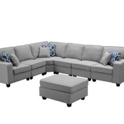 Casanova - 7 Piece Modular L-Shape Sectional Sofa With Ottoman - Light Gray