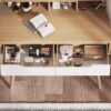 Elegant Makeup Vanity Desk With Adjustable Lighted Mirror Table Feet - American White Oak - Image 6