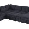 Nyhan - Upholstered Corner Sectional With Pull Out Loveseat And Storaged Chaise - Dark Gray - Image 7